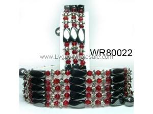 36inch Red Crystal, Alloy, Magnetic Wrap Bracelet Necklace All in One Set